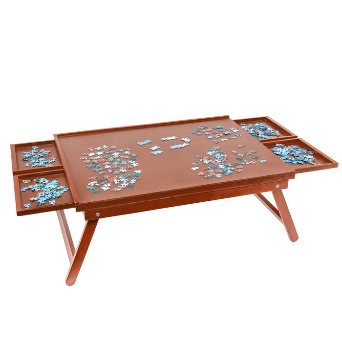 Jumbl Puzzle Board Rack 23” X 31” Wooden Jigsaw Puzzle Table W/ 4